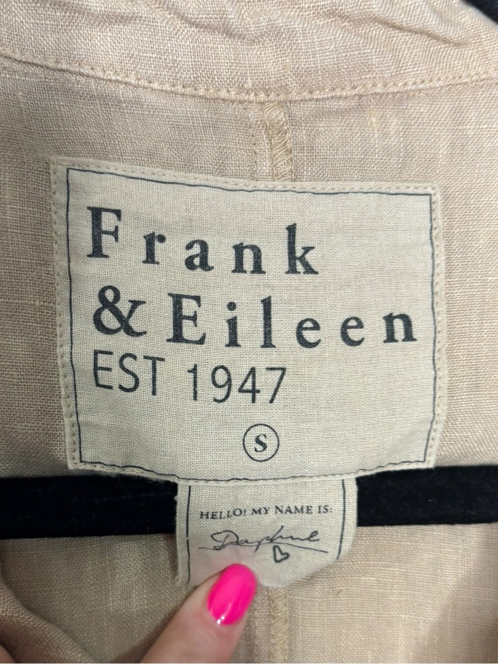 Frank & Eileen Daphne Dress Tan Linen Lightweight Pockets Flowy Size Small - Picture 3 of 13
